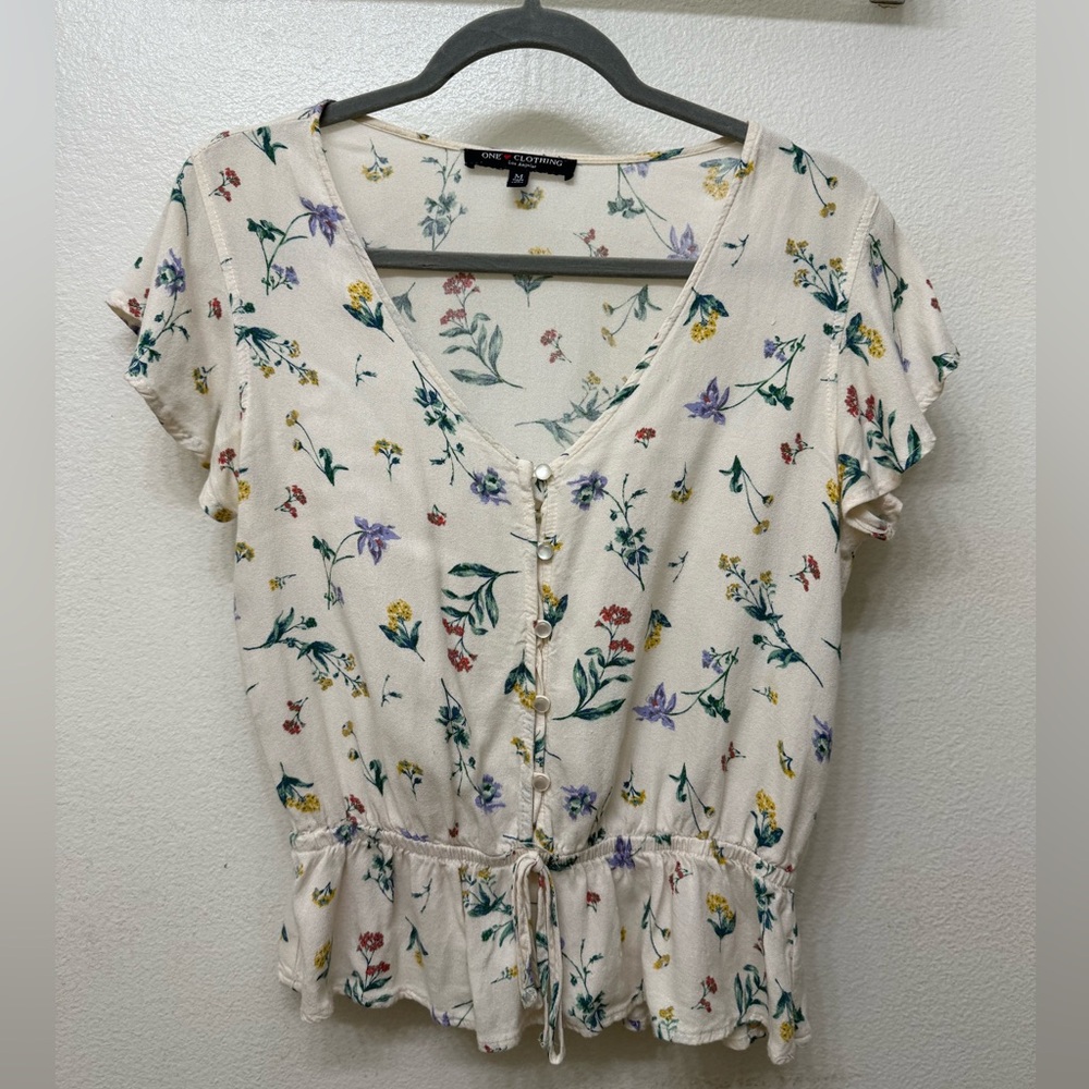 Cute Cream Floral Blouse